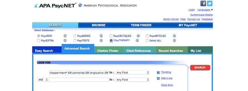 PsycINFo filter